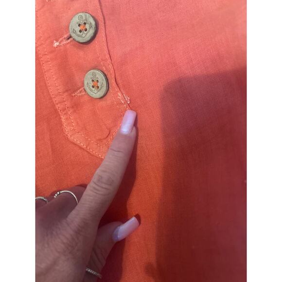 Elevenses sailor pants wide leg trouser 100% linen coral orange SZ 0 high waist - Picture 4 of 9